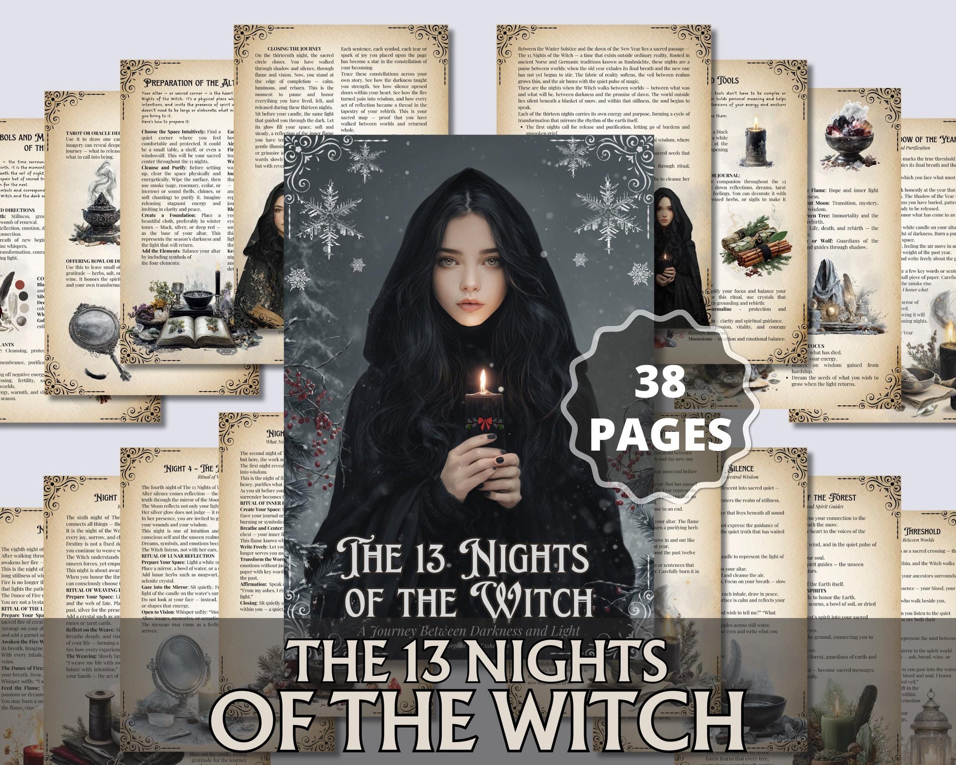13 Nights of the Witch Printable Grimoire | Wiccan Journal, Yule Rituals, Rauhnächte Magic, Shadow Work PDF