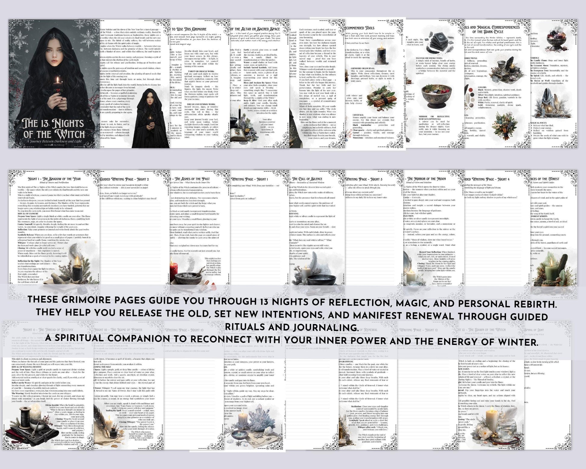 13 Nights of the Witch Printable Grimoire | Wiccan Journal, Yule Rituals, Rauhnächte Magic, Shadow Work PDF