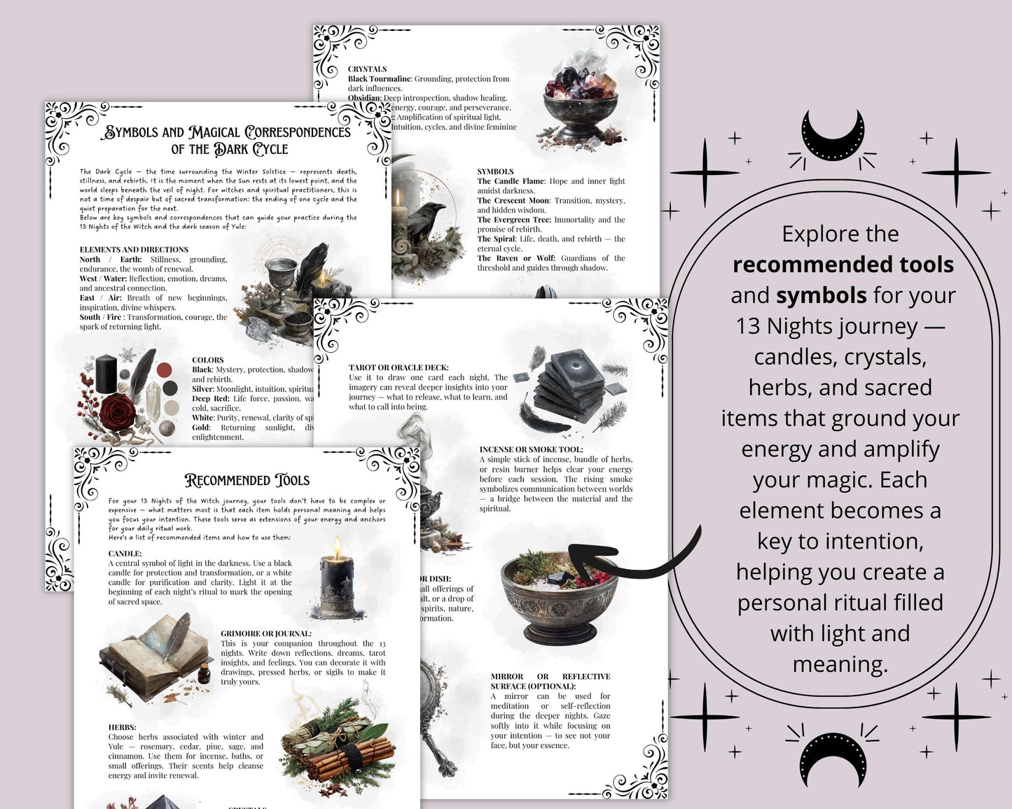 13 Nights of the Witch Printable Grimoire | Wiccan Journal, Yule Rituals, Rauhnächte Magic, Shadow Work PDF