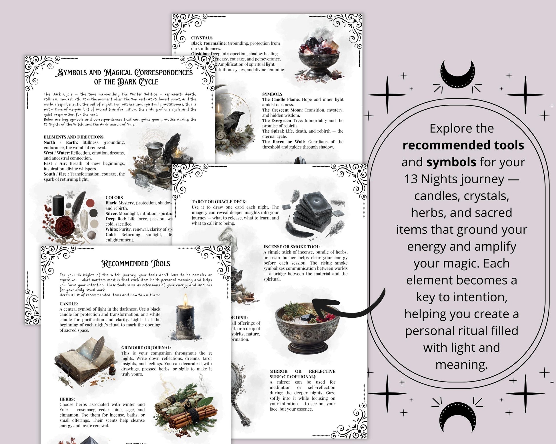 13 Nights of the Witch Printable Grimoire | Wiccan Journal, Yule Rituals, Rauhnächte Magic, Shadow Work PDF