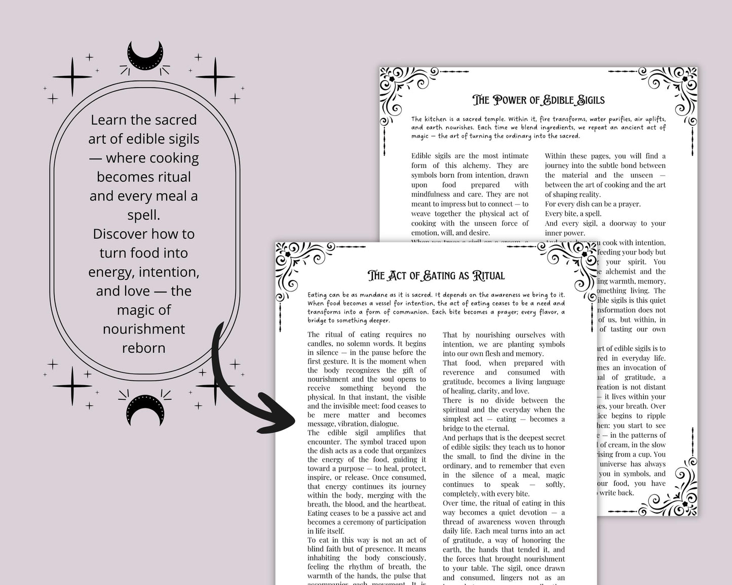 Edible Sigils Grimoire PDF | 25 Magical Recipes for Kitchen Witchcraft, Spell Food, Ritual Cooking & Book of Shadows Pages | Printable