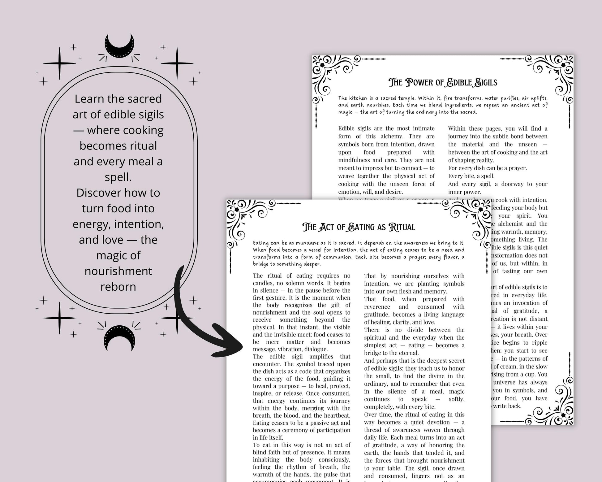 Edible Sigils Grimoire PDF | 25 Magical Recipes for Kitchen Witchcraft, Spell Food, Ritual Cooking & Book of Shadows Pages | Printable
