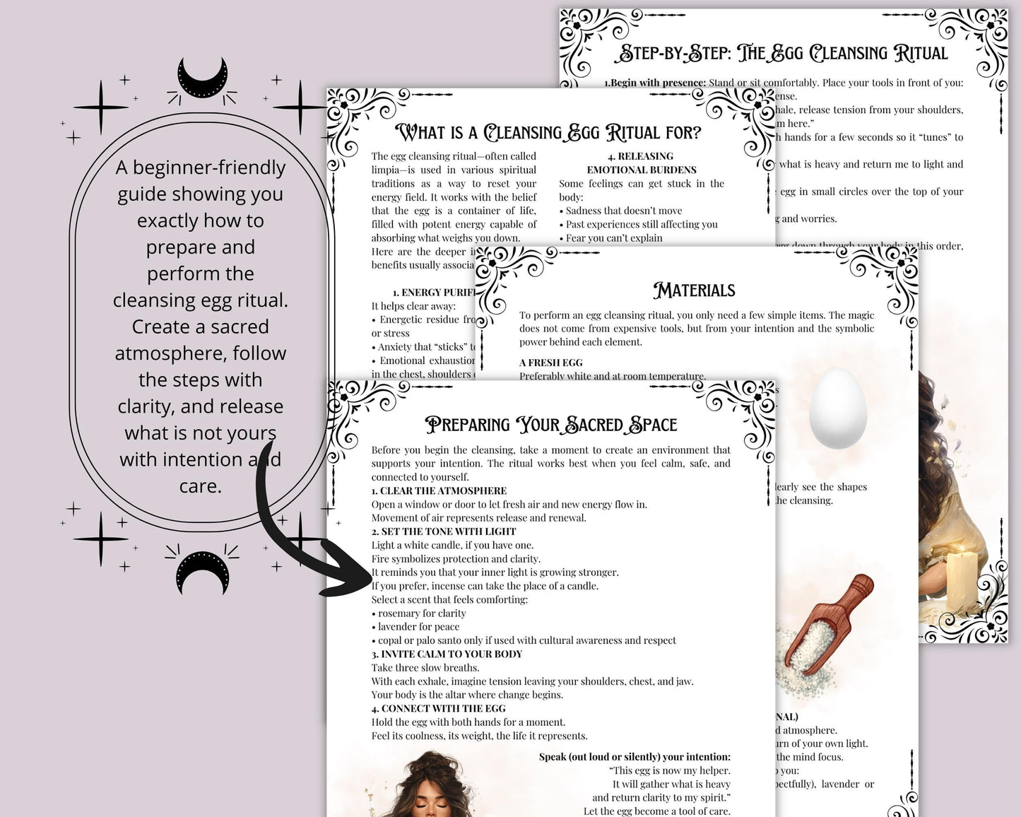 Cleansing Egg Ritual Printable | Limpia Egg Cleanse Guide PDF | Book of Shadows Pages, Spiritual Cleansing, Aura Protection Witchcraft