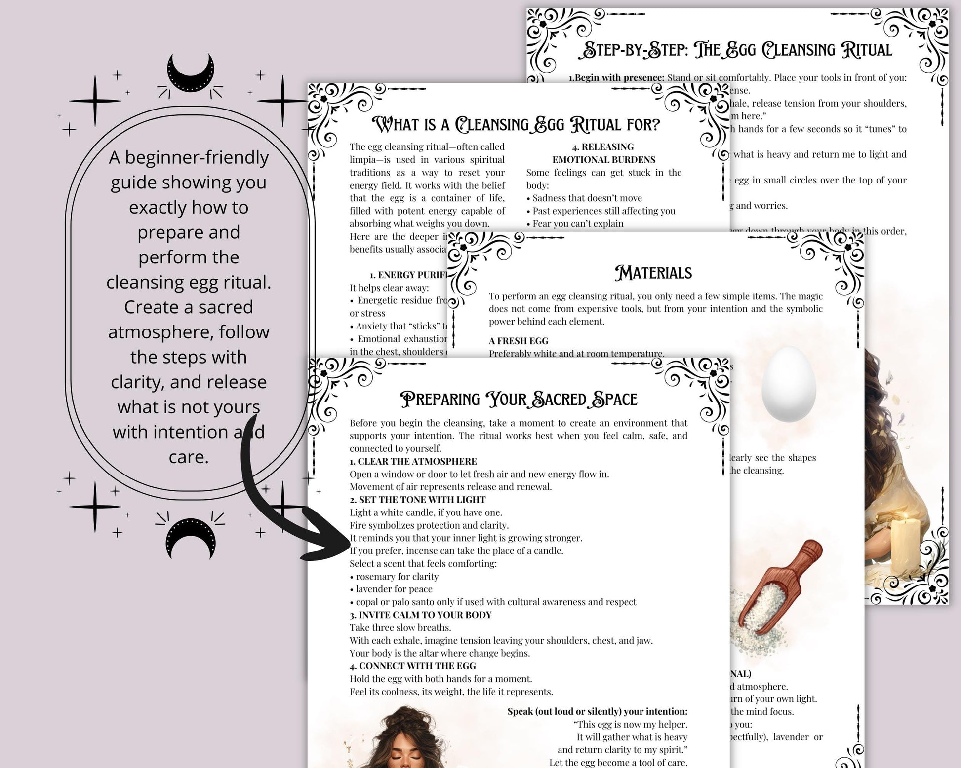 Cleansing Egg Ritual Printable | Limpia Egg Cleanse Guide PDF | Book of Shadows Pages, Spiritual Cleansing, Aura Protection Witchcraft