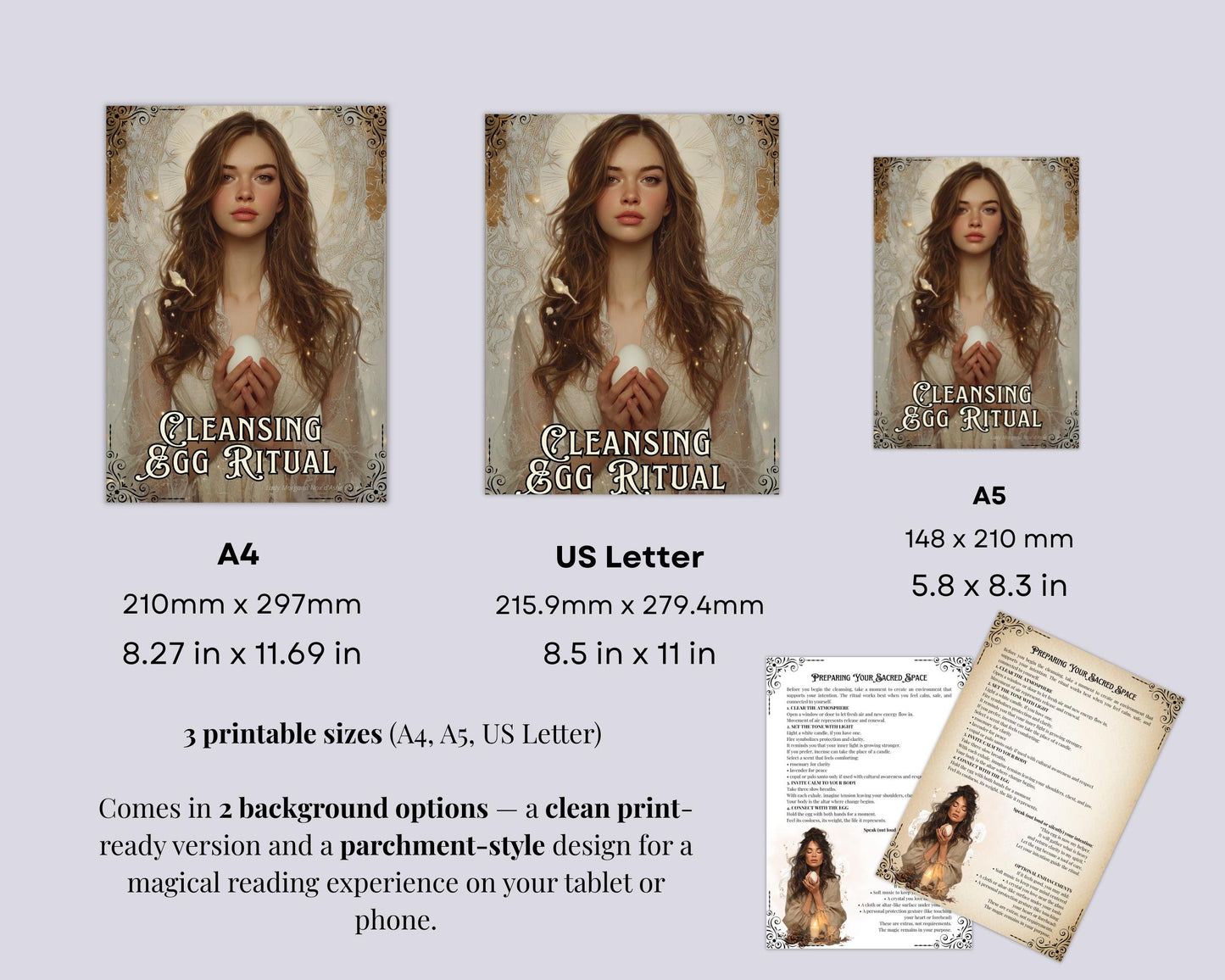 Cleansing Egg Ritual Printable | Limpia Egg Cleanse Guide PDF | Book of Shadows Pages, Spiritual Cleansing, Aura Protection Witchcraft