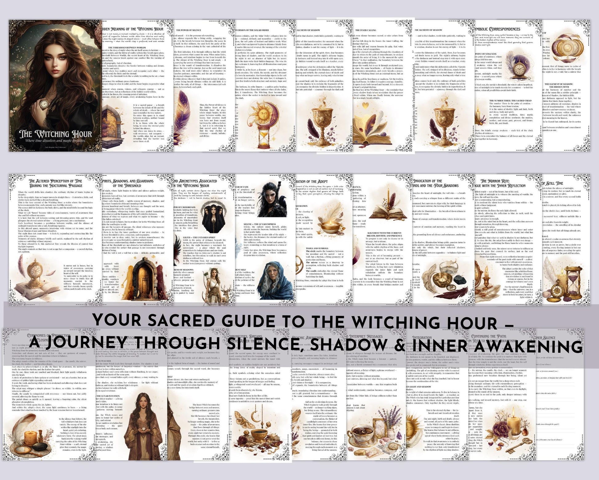 The Witching Hour | Printable Grimoire | Witchcraft Journal PDF, Book of Shadows Pages, Spiritual Ritual Workbook
