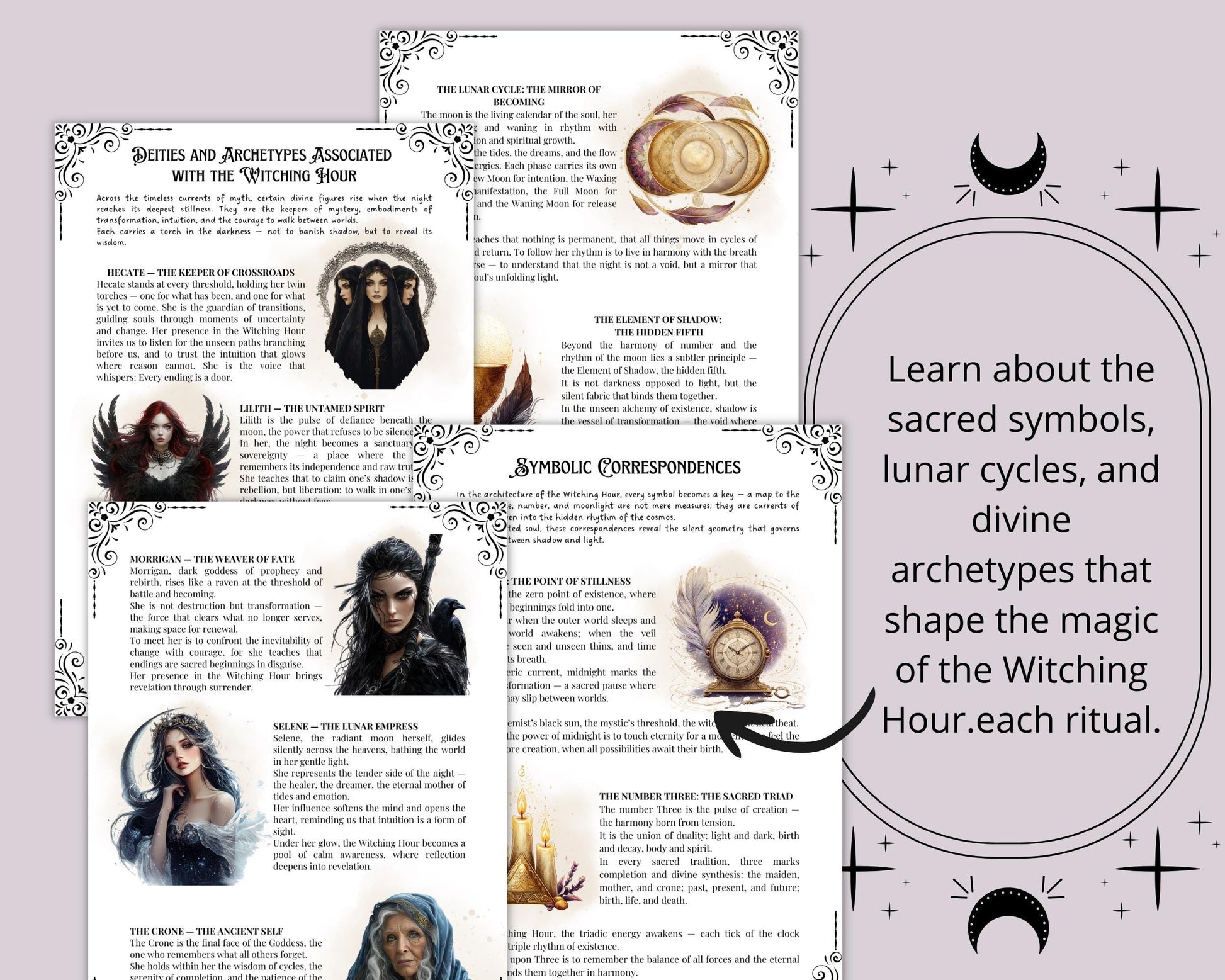 The Witching Hour | Printable Grimoire | Witchcraft Journal PDF, Book of Shadows Pages, Spiritual Ritual Workbook