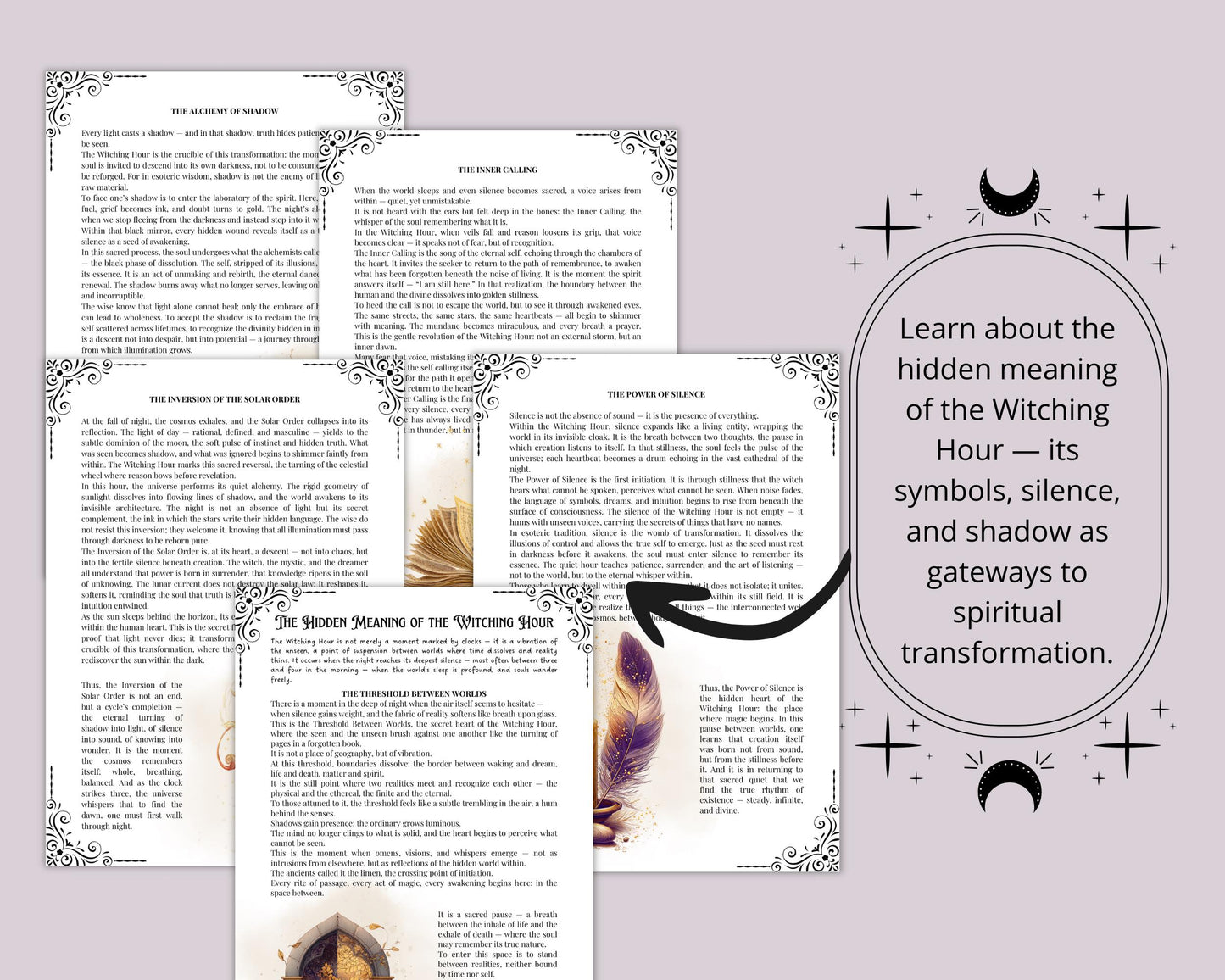 The Witching Hour | Printable Grimoire | Witchcraft Journal PDF, Book of Shadows Pages, Spiritual Ritual Workbook