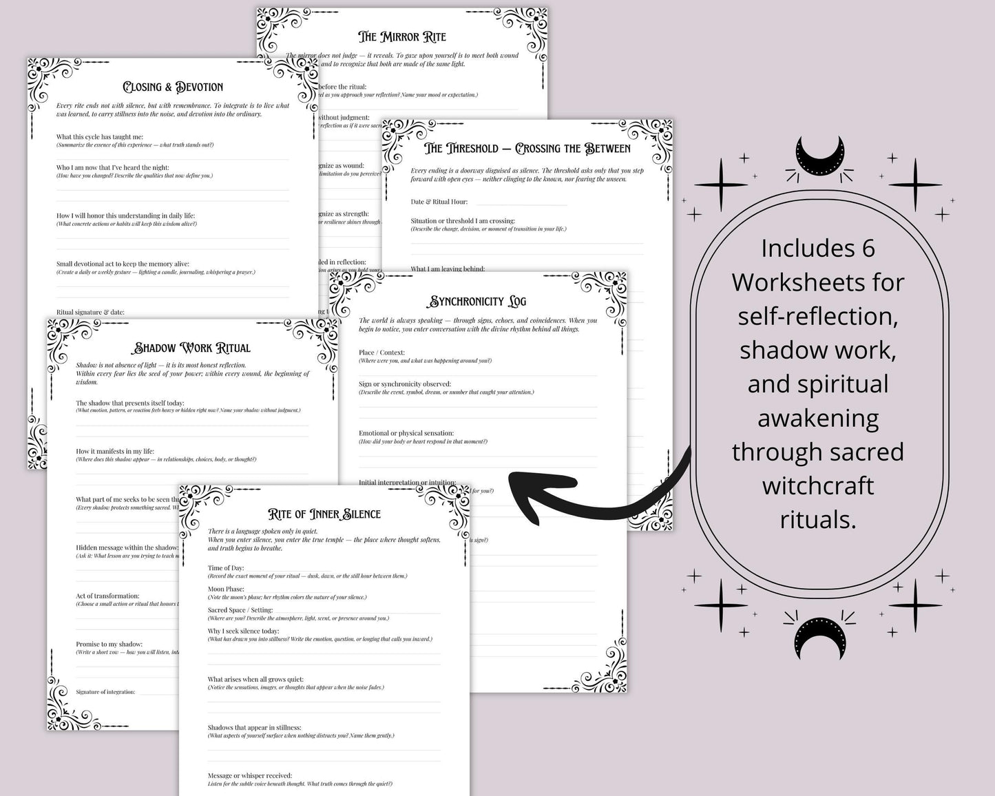 The Witching Hour | Printable Grimoire | Witchcraft Journal PDF, Book of Shadows Pages, Spiritual Ritual Workbook