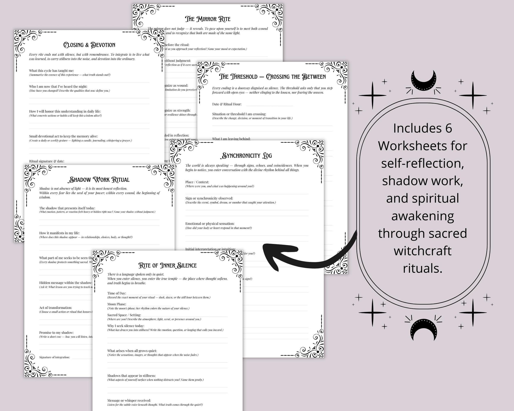 The Witching Hour | Printable Grimoire | Witchcraft Journal PDF, Book of Shadows Pages, Spiritual Ritual Workbook