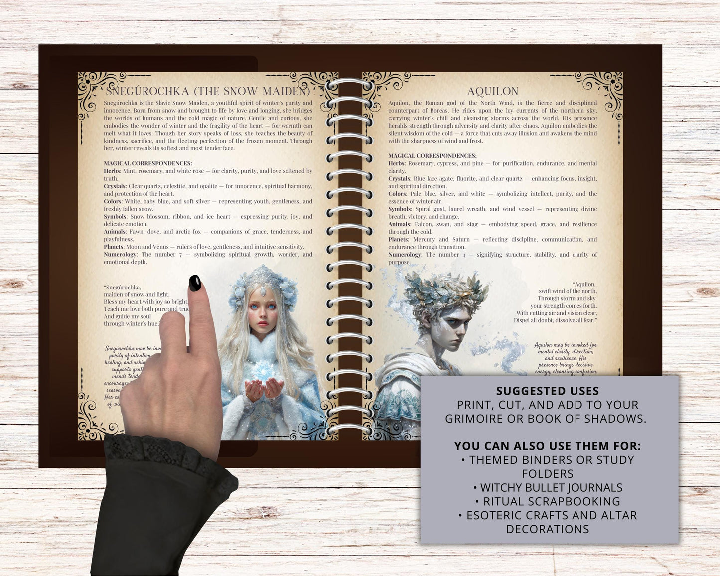 Winter Gods Printable Grimoire Pages PDF • Wicca BOS Pagan Book of Shadows • Winter Deities Esoteric Cheat Sheet