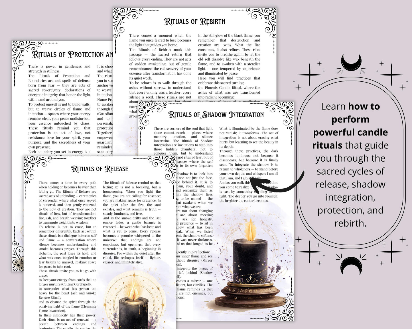 The Black Flame Printable Grimoire pages | Witchcraft Ritual Pages for Shadow Work, Protection & Spiritual Rebirth