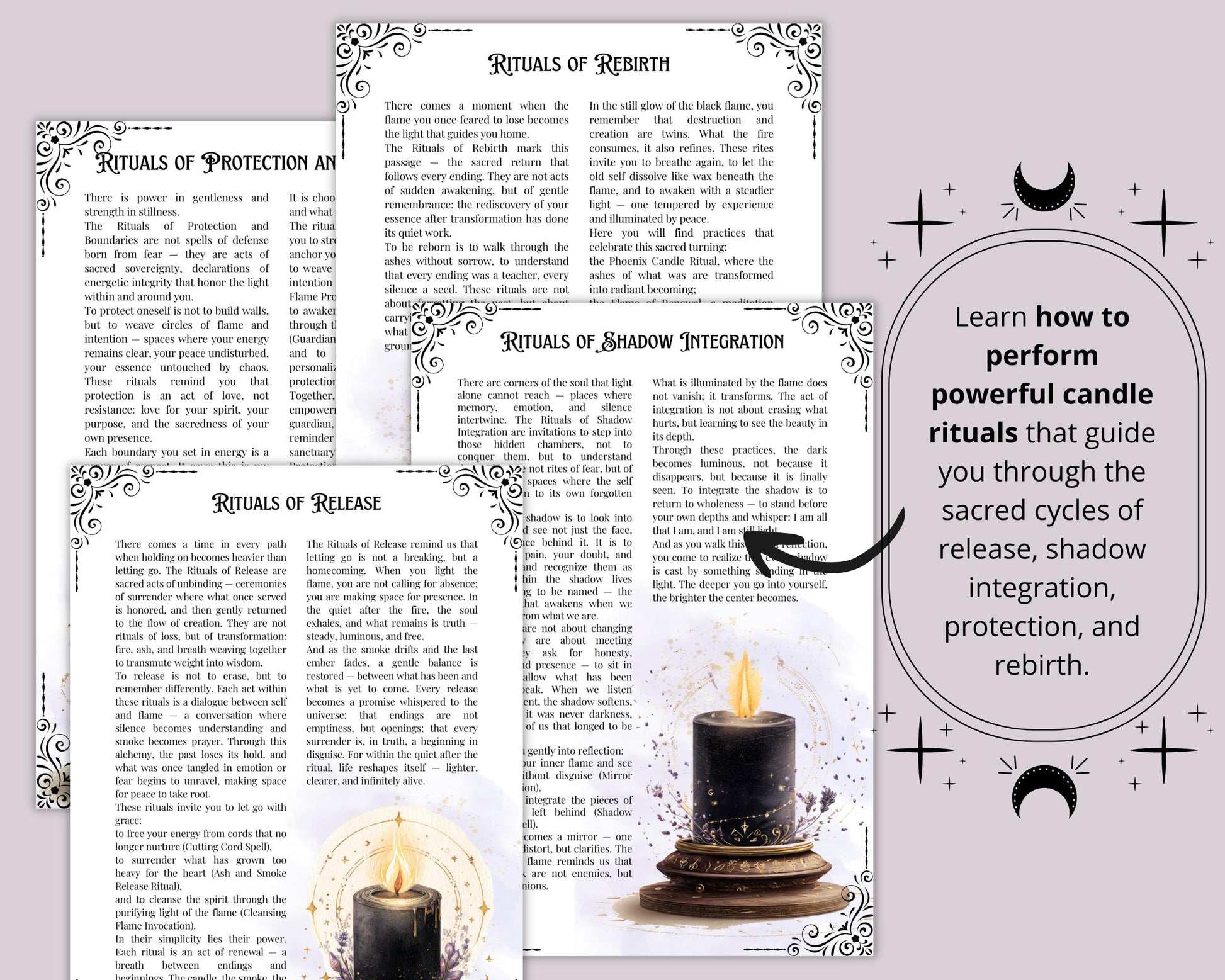 The Black Flame Printable Grimoire pages | Witchcraft Ritual Pages for Shadow Work, Protection & Spiritual Rebirth