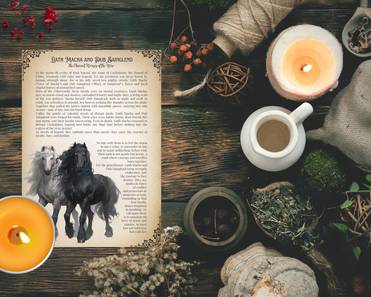 Mythic Horses Grimoire Pages Printable | Book of Shadows PDF | Witchcraft Printables | Wicca Pagan Fantasy Horses