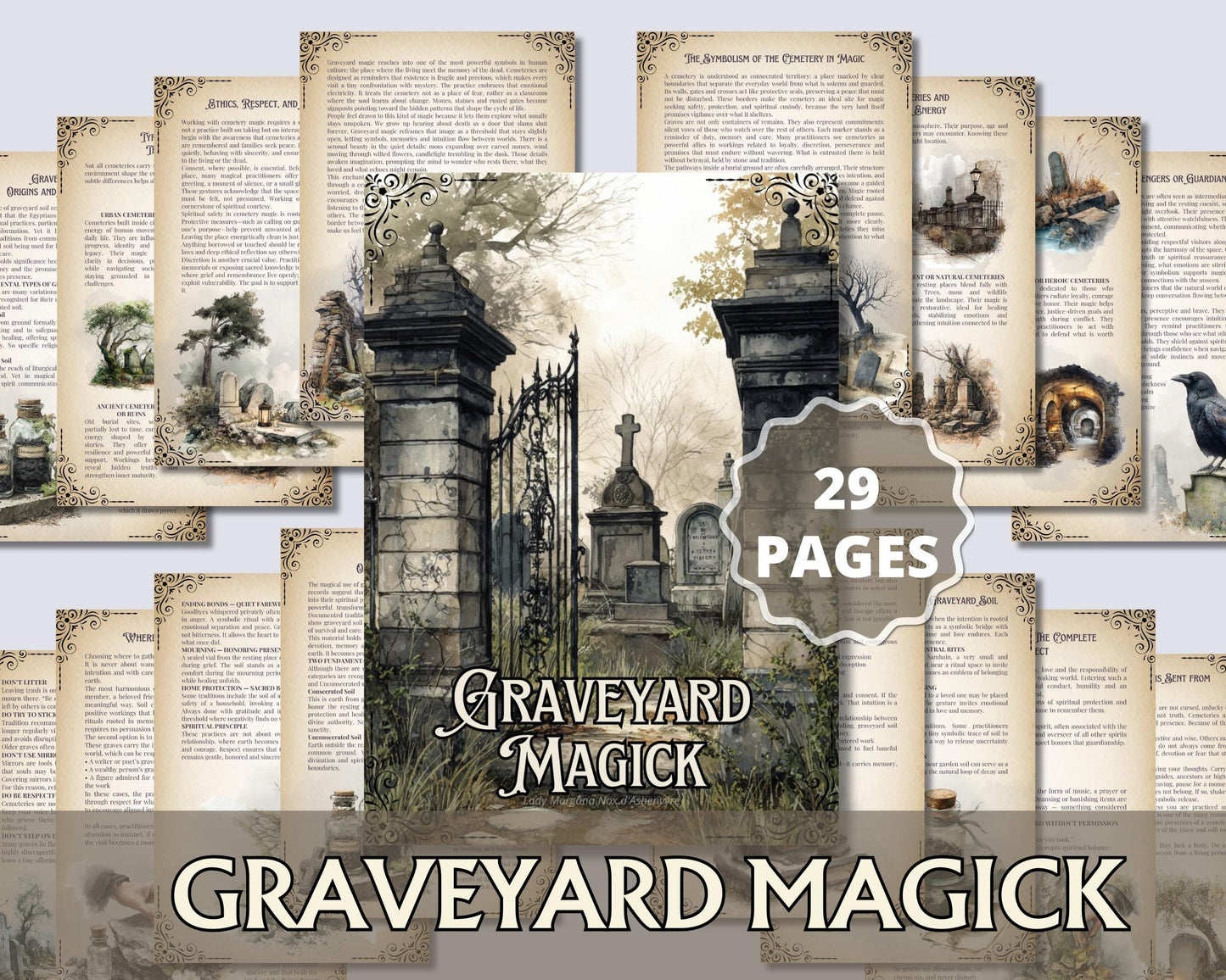 Graveyard Magick Printable Pages | Witchcraft Grimoire | Cemetery Magic Book of Shadows | Pagan Printable
