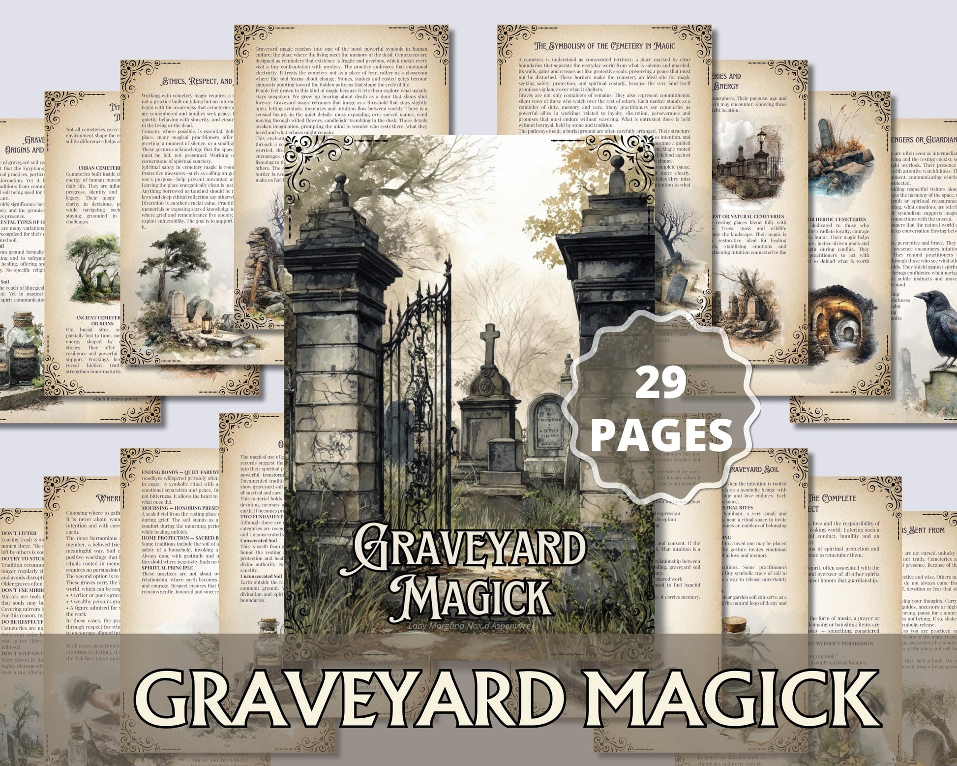 Graveyard Magick Printable Pages | Witchcraft Grimoire | Cemetery Magic Book of Shadows | Pagan Printable