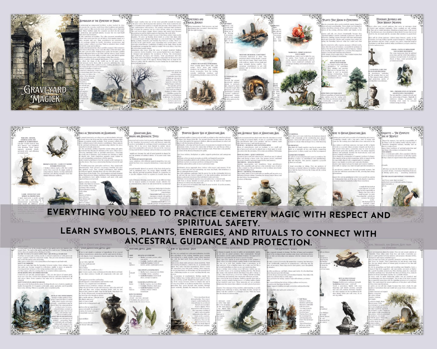 Graveyard Magick Printable Pages | Witchcraft Grimoire | Cemetery Magic Book of Shadows | Pagan Printable