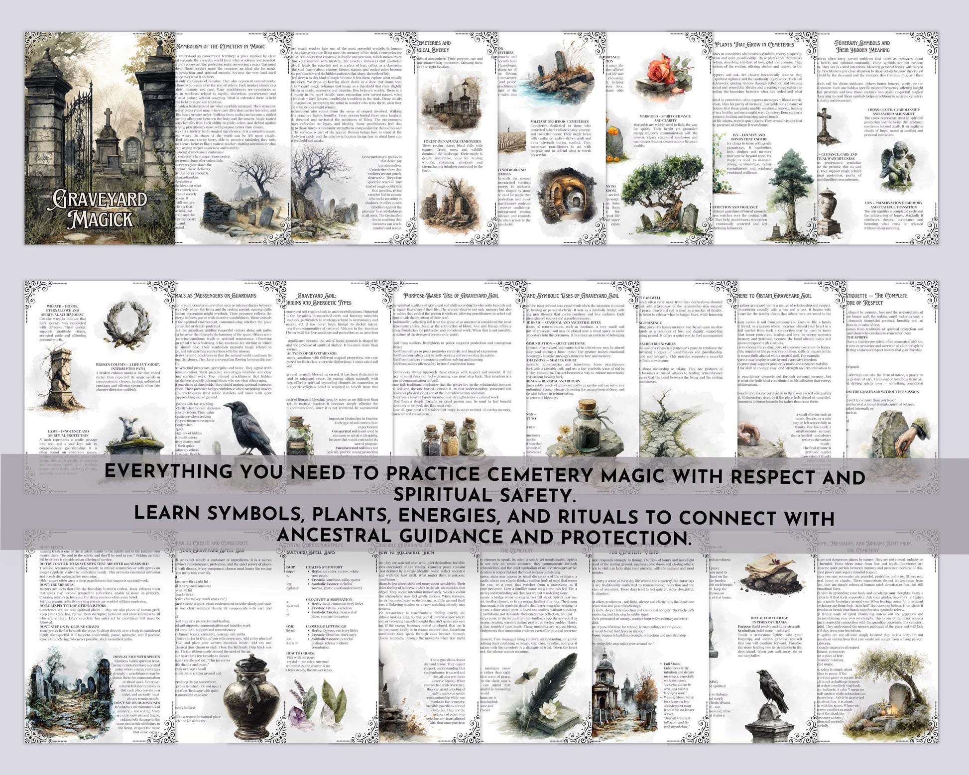 Graveyard Magick Printable Pages | Witchcraft Grimoire | Cemetery Magic Book of Shadows | Pagan Printable