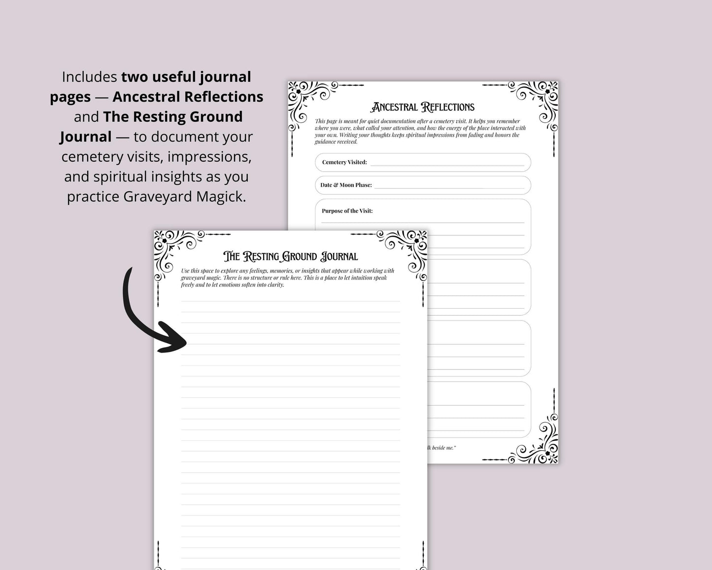 Graveyard Magick Printable Pages | Witchcraft Grimoire | Cemetery Magic Book of Shadows | Pagan Printable