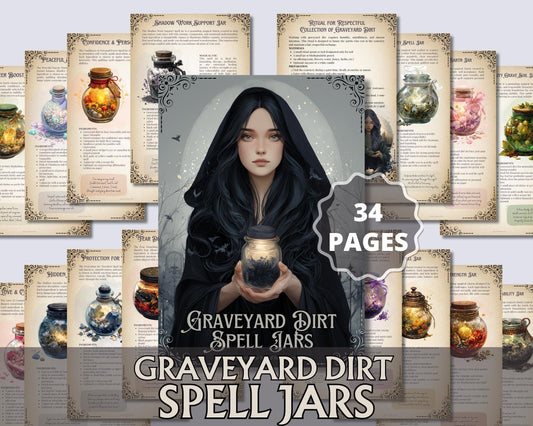 Graveyard Dirt Spell Jars | Printable Grimoire Pages | Witchcraft Magic Pagan Protection PDF