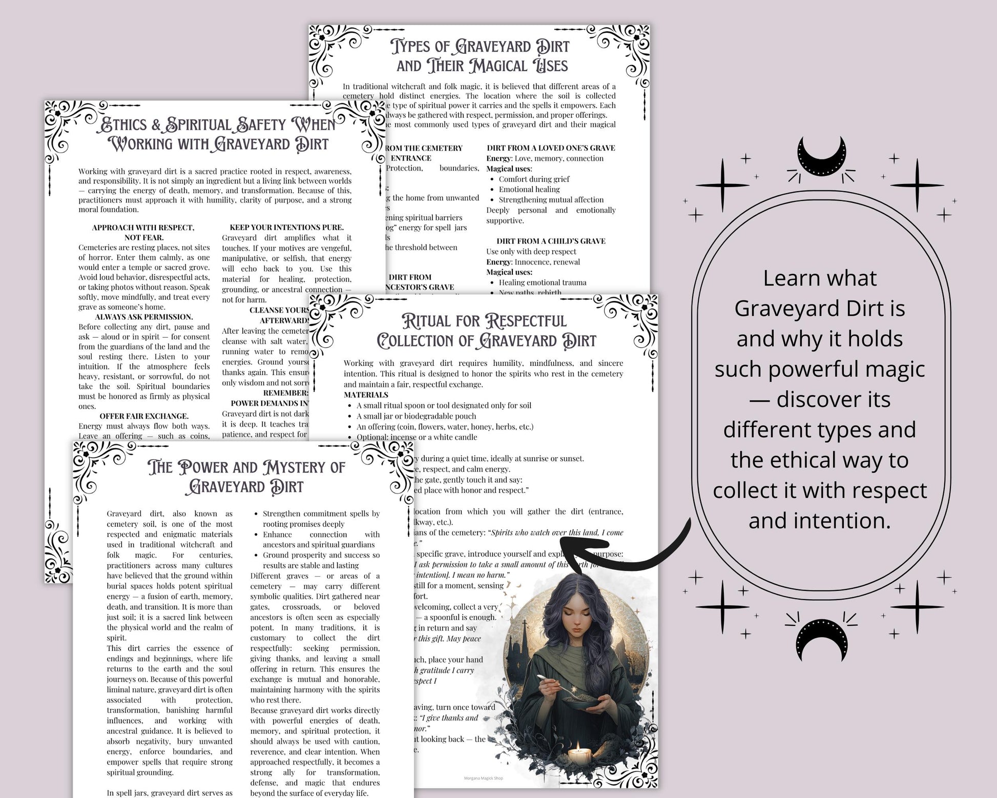 Graveyard Dirt Spell Jars | Printable Grimoire Pages | Witchcraft Magic Pagan Protection PDF