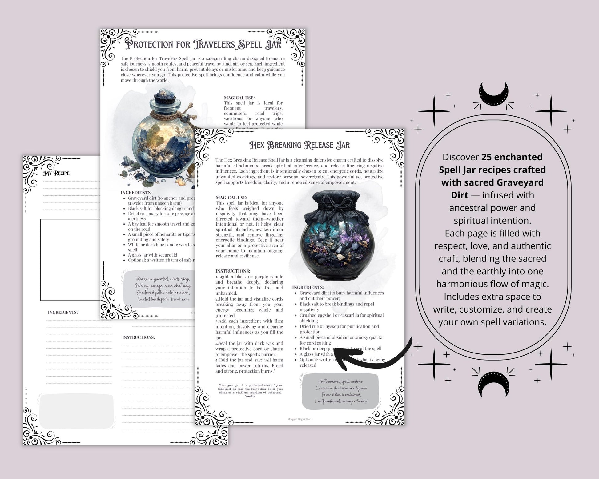 Graveyard Dirt Spell Jars | Printable Grimoire Pages | Witchcraft Magic Pagan Protection PDF