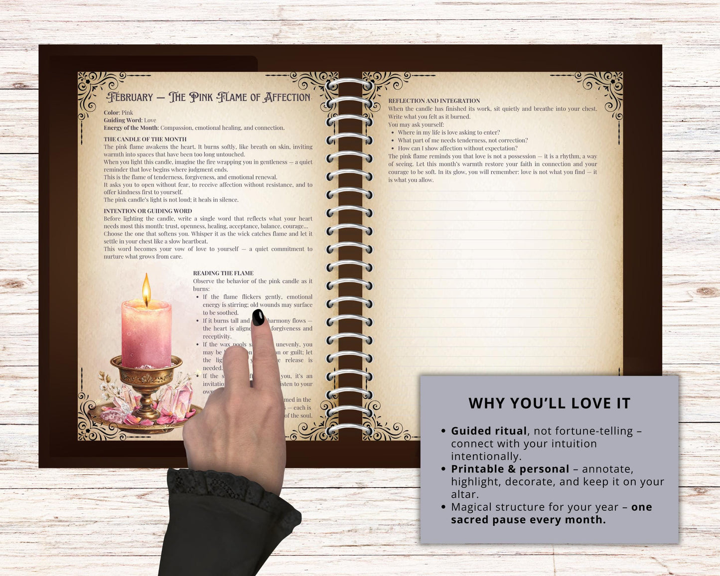 The Twelve Flames | Year-Ahead Candle Oracle & Witch Journal Pages | Printable Grimoire pages