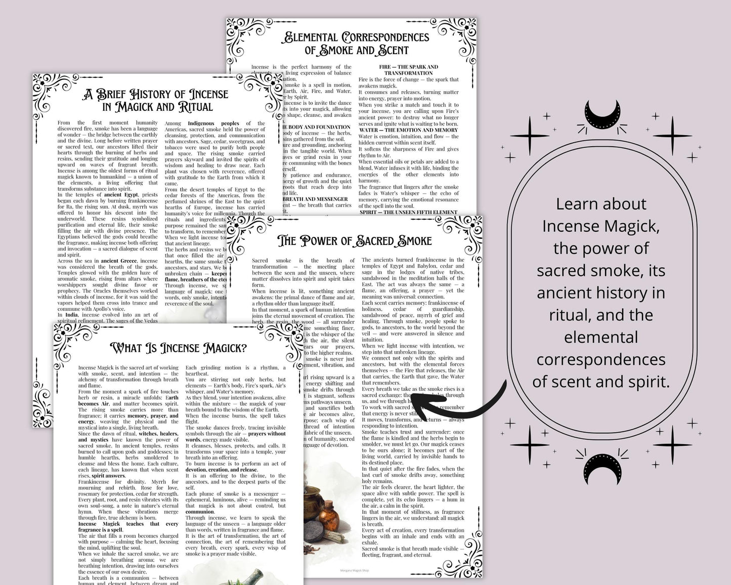 Incense Magick Grimoire Printable • Book of Shadows Pages for Smoke Magic • Witchcraft Incense Blends Ritual Incense Recipes