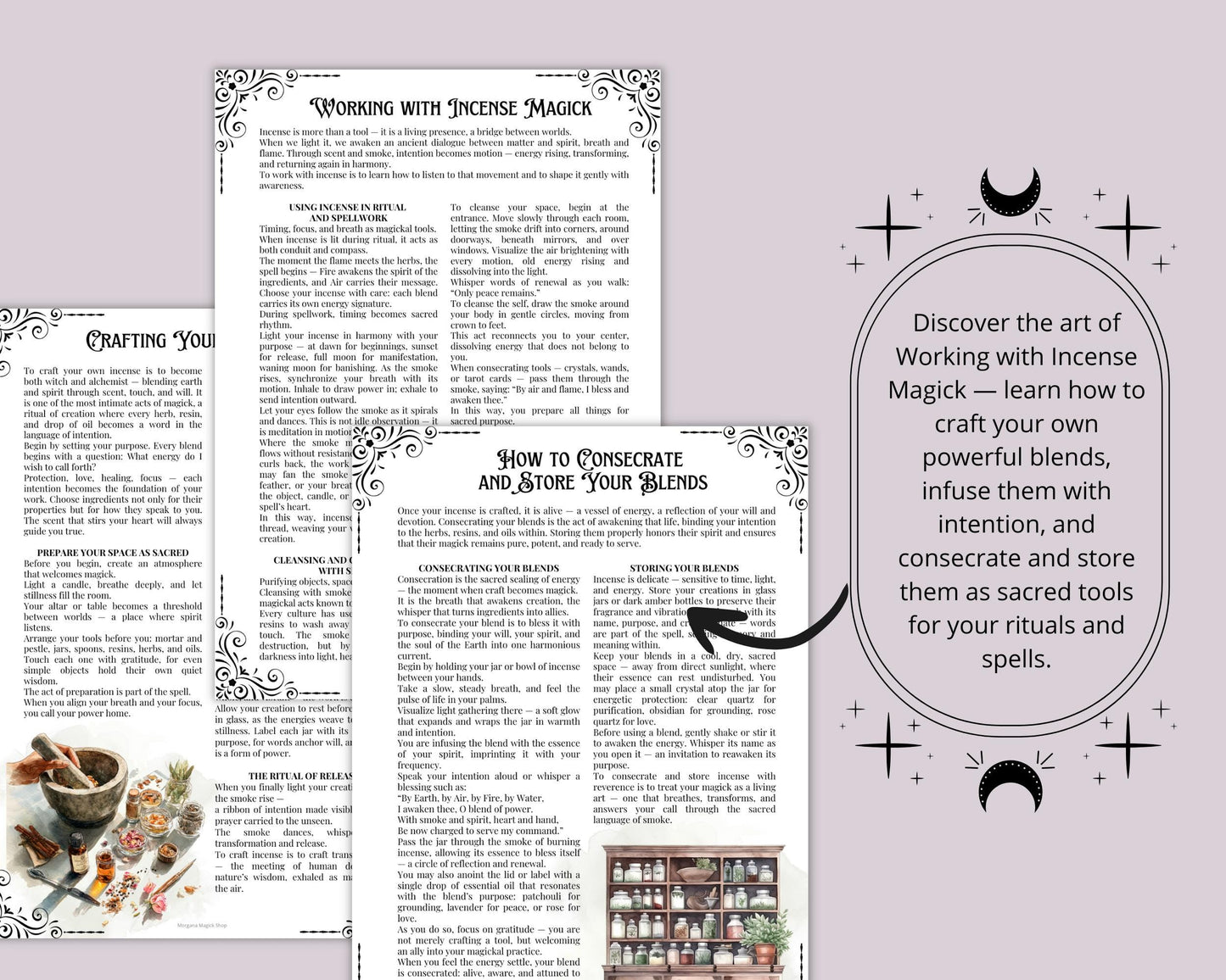 Incense Magick Grimoire Printable • Book of Shadows Pages for Smoke Magic • Witchcraft Incense Blends Ritual Incense Recipes
