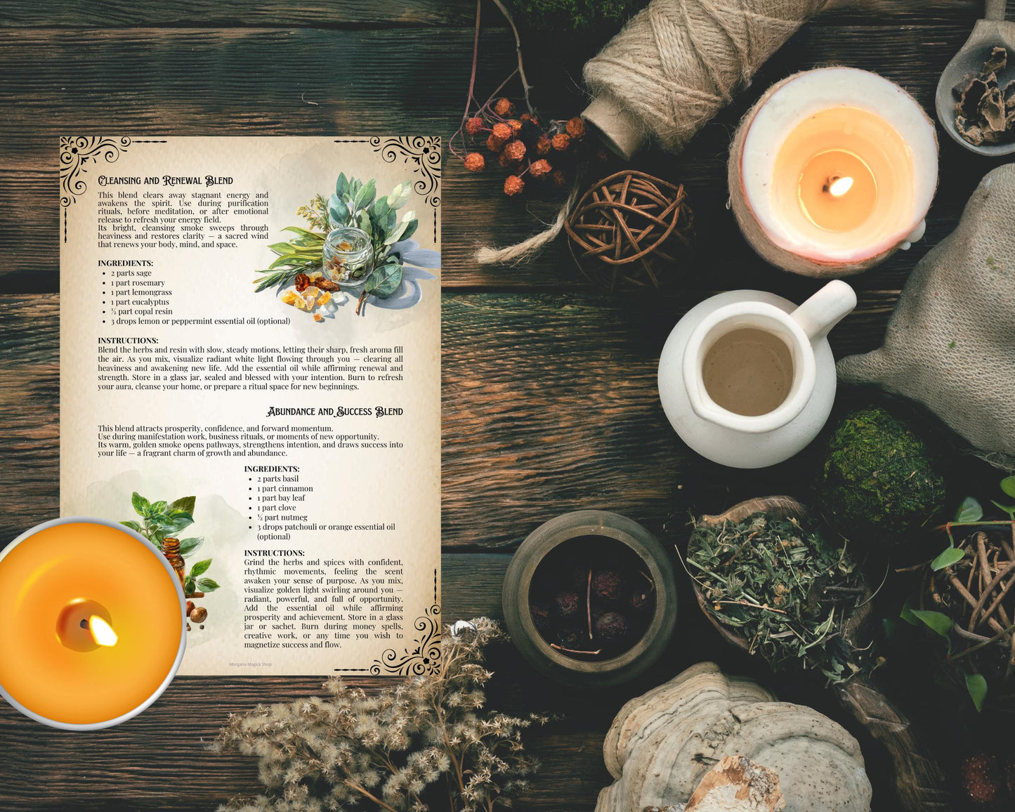 Incense Magick Grimoire Printable • Book of Shadows Pages for Smoke Magic • Witchcraft Incense Blends Ritual Incense Recipes