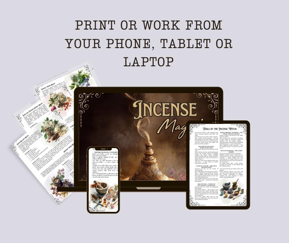 Incense Magick Grimoire Printable • Book of Shadows Pages for Smoke Magic • Witchcraft Incense Blends Ritual Incense Recipes