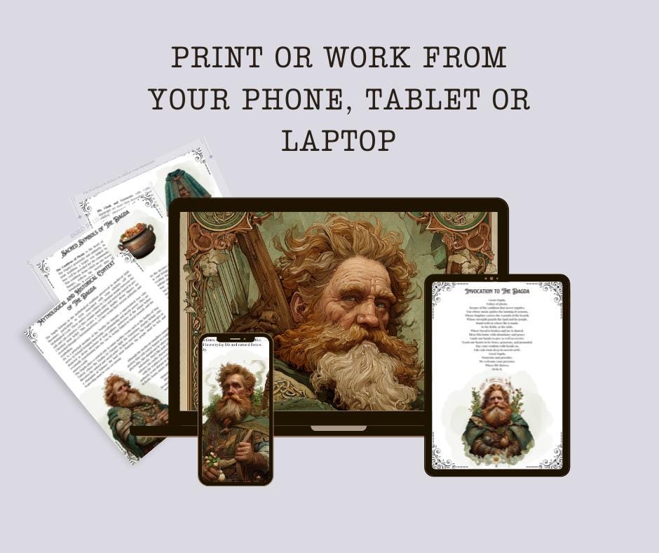 The Dagda Grimoire Pages Printable | Celtic God of Abundance PDF | Book of Shadows Sheets