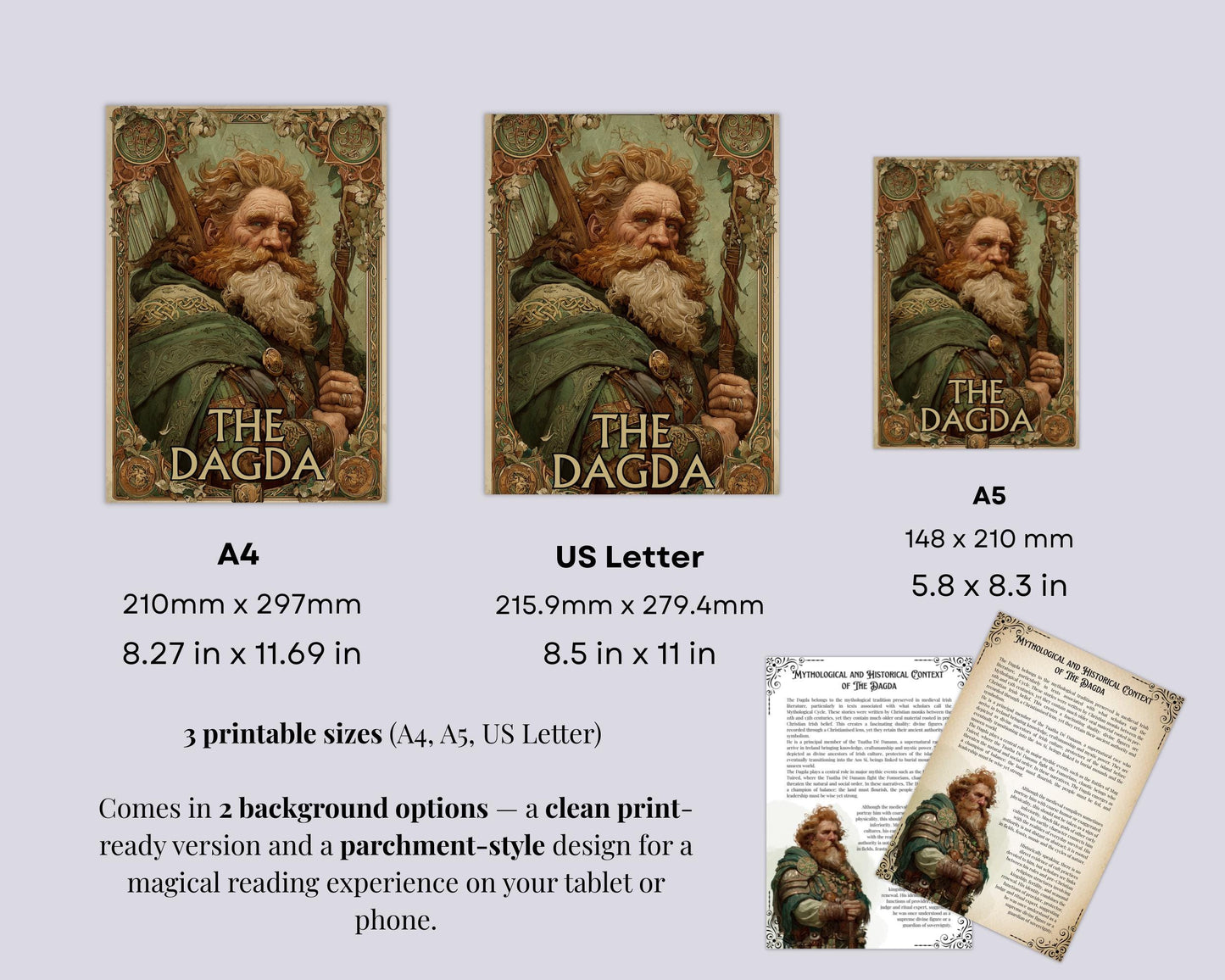 The Dagda Grimoire Pages Printable | Celtic God of Abundance PDF | Book of Shadows Sheets