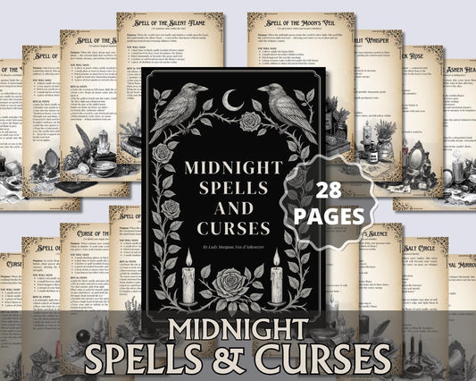Midnight Spells and Curses | Digital Grimoire pages | Witchcraft Spellbook, Lunar Magic & Dark Academia PDF
