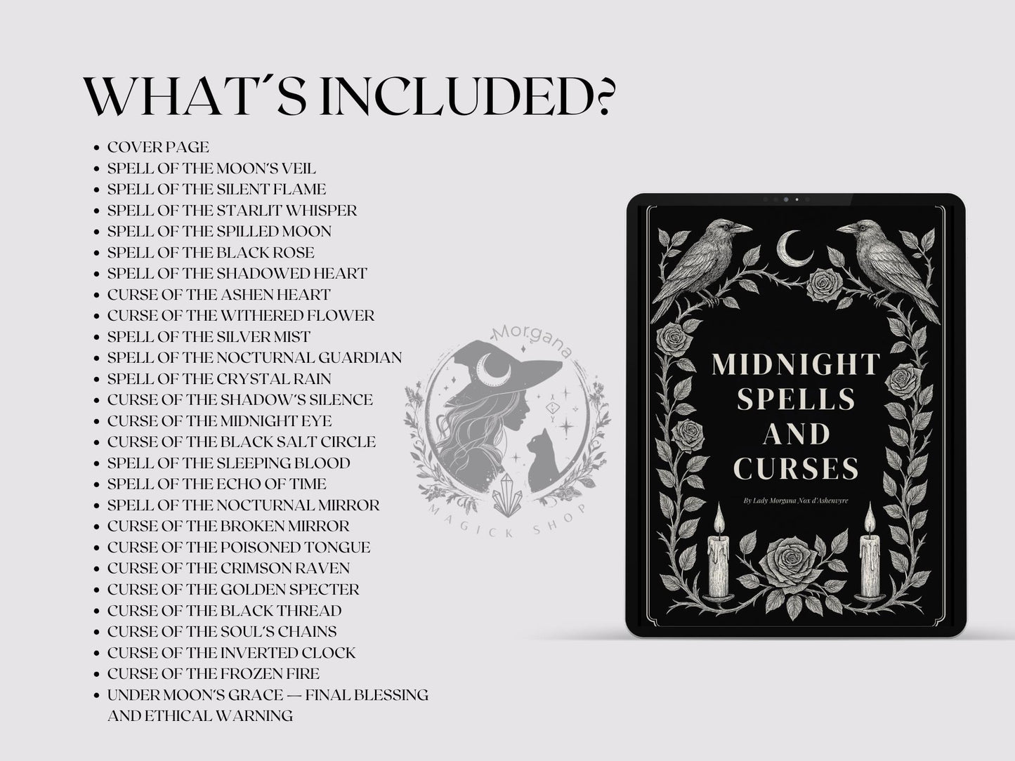 Midnight Spells and Curses | Digital Grimoire pages | Witchcraft Spellbook, Lunar Magic & Dark Academia PDF