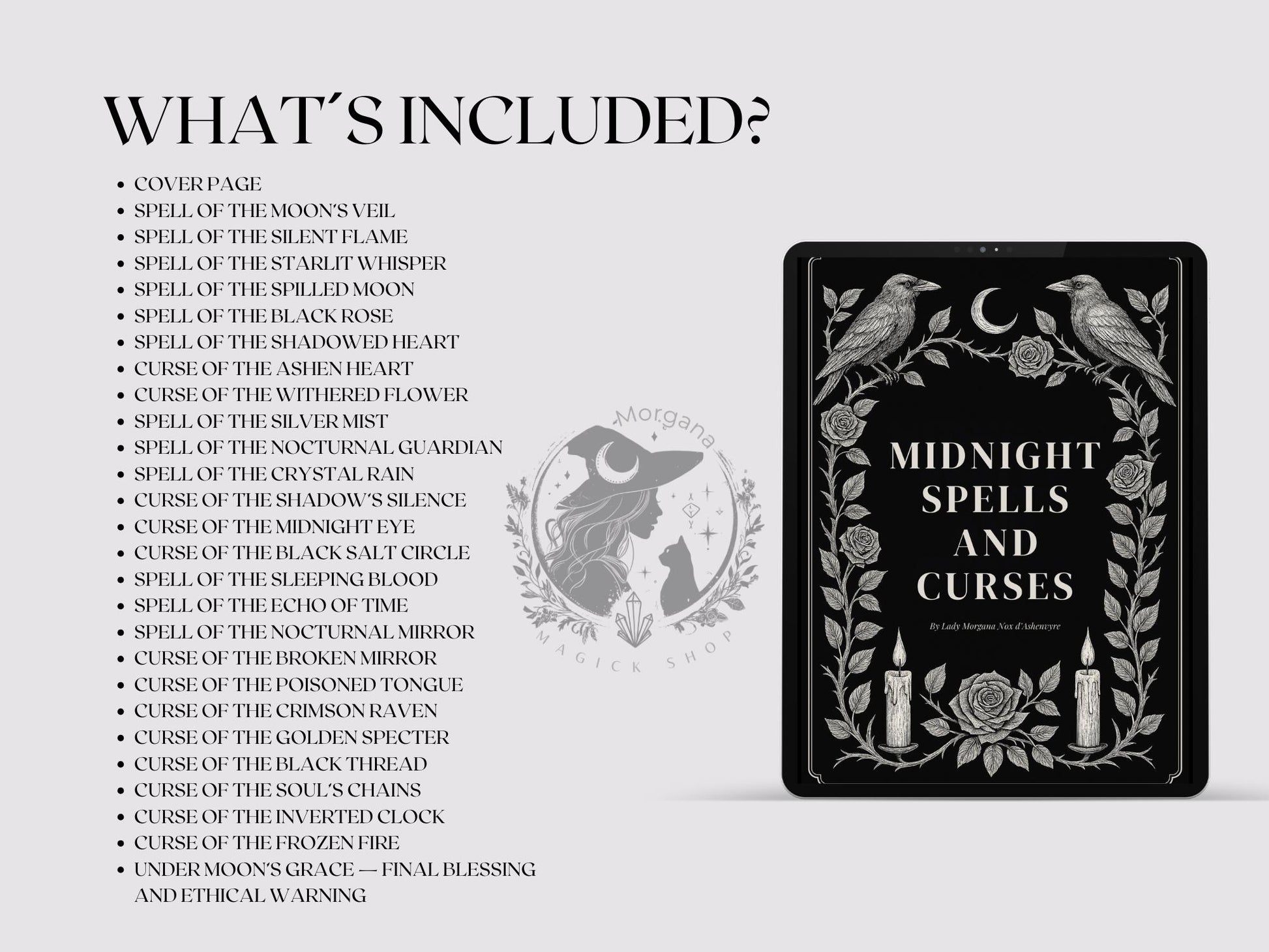 Midnight Spells and Curses | Digital Grimoire pages | Witchcraft Spellbook, Lunar Magic & Dark Academia PDF