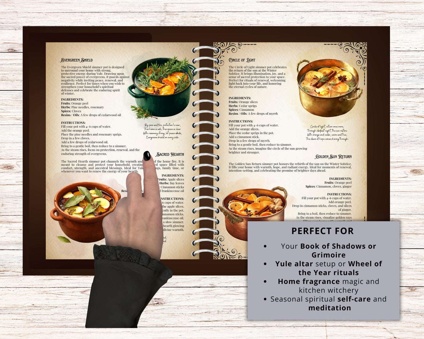Yule Simmer Pot Recipes PDF | Witchy Winter Potpourri Rituals | Wiccan Yule Magic | Protection, Renewal & Abundance