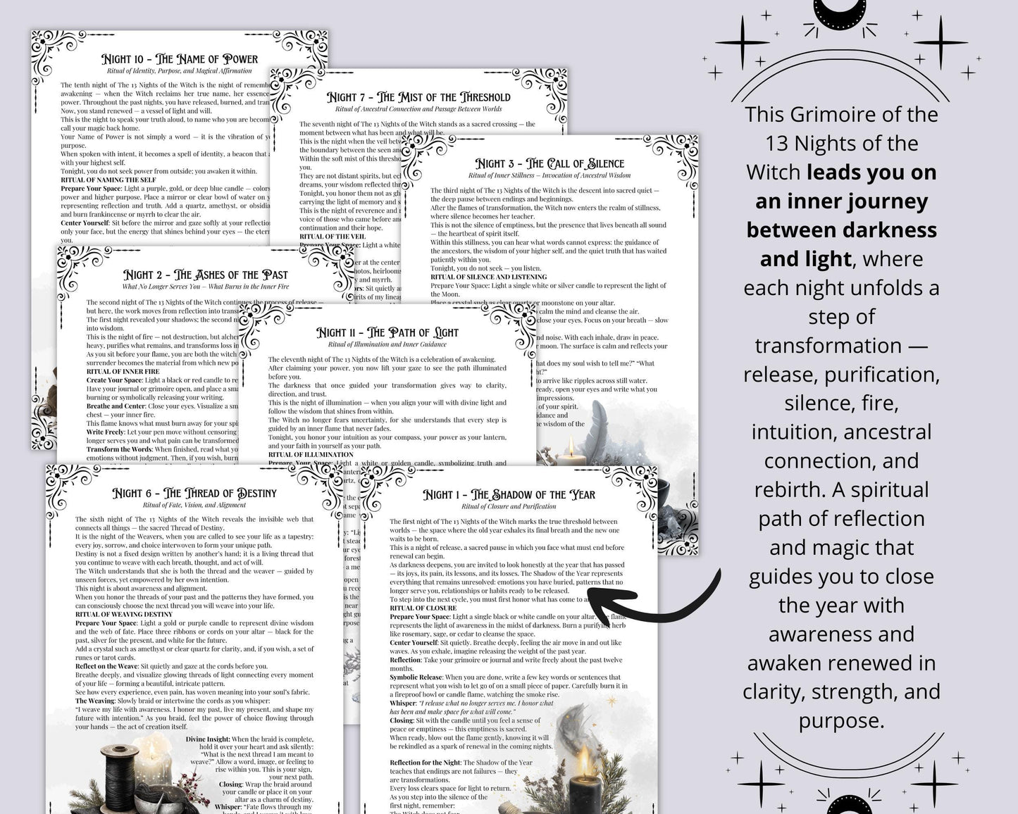 13 Nights of the Witch Printable Grimoire | Wiccan Journal, Yule Rituals, Rauhnächte Magic, Shadow Work PDF