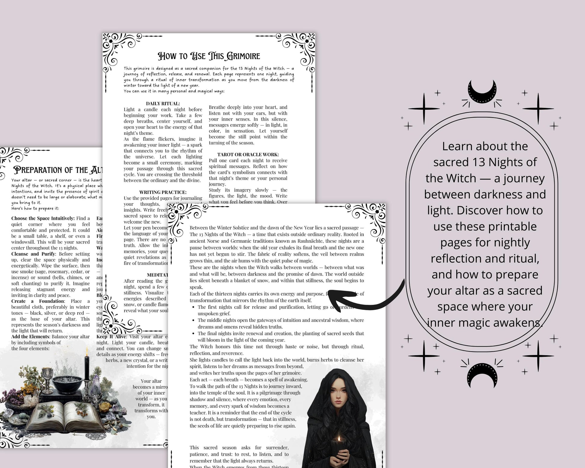 13 Nights of the Witch Printable Grimoire | Wiccan Journal, Yule Rituals, Rauhnächte Magic, Shadow Work PDF