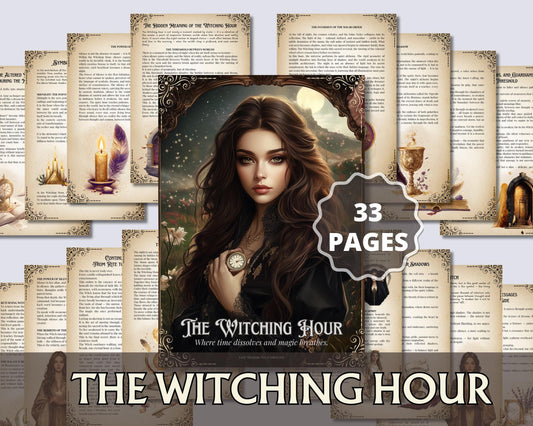 The Witching Hour | Printable Grimoire | Witchcraft Journal PDF, Book of Shadows Pages, Spiritual Ritual Workbook