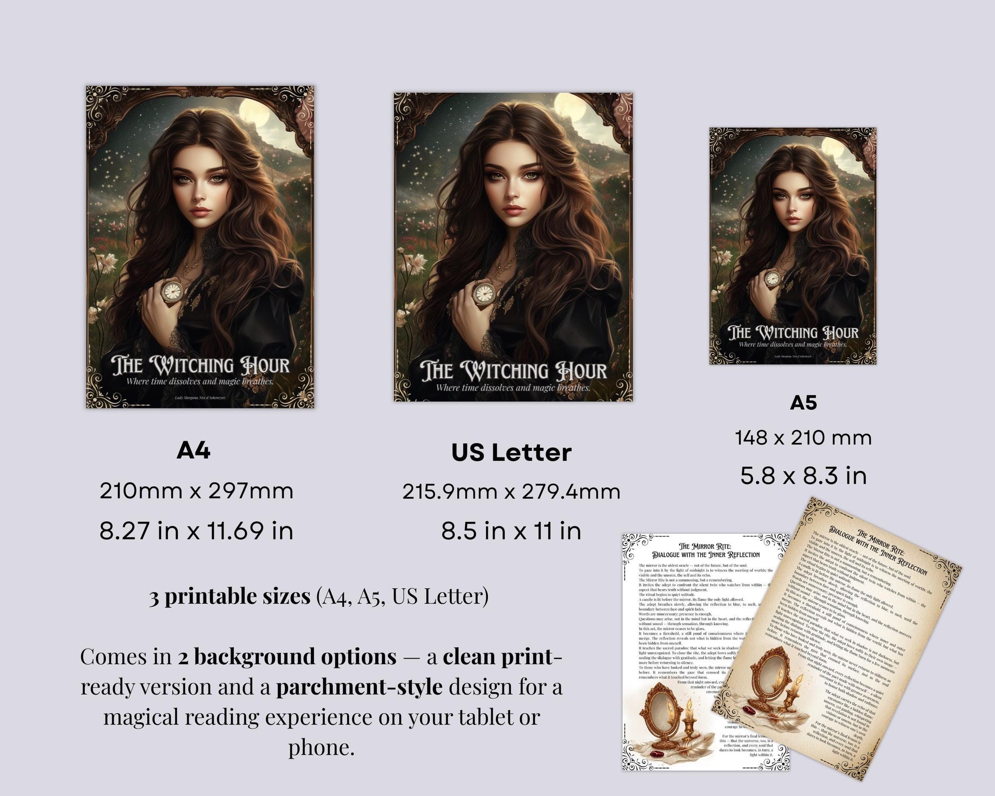 The Witching Hour | Printable Grimoire | Witchcraft Journal PDF, Book of Shadows Pages, Spiritual Ritual Workbook