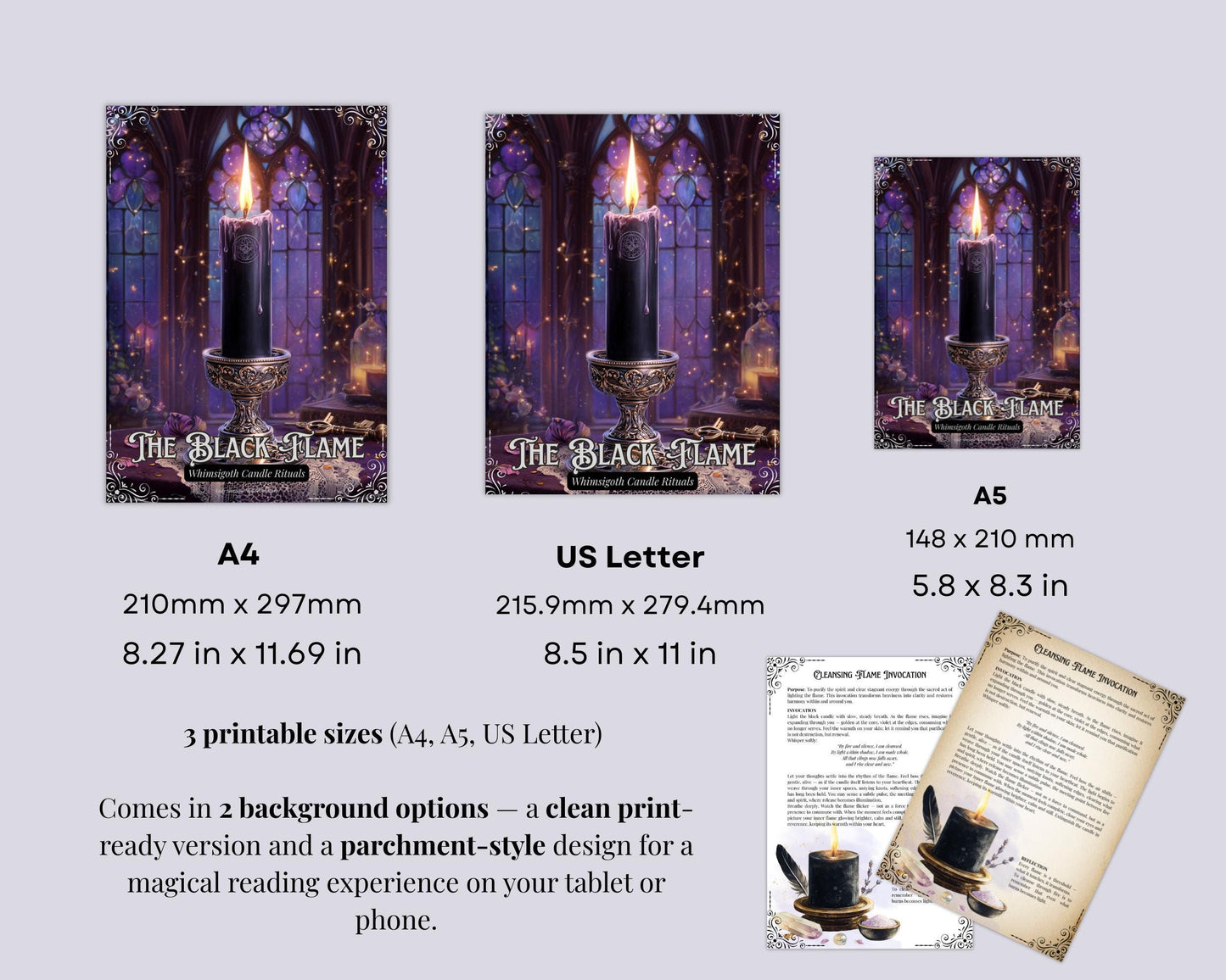 The Black Flame Printable Grimoire pages | Witchcraft Ritual Pages for Shadow Work, Protection & Spiritual Rebirth