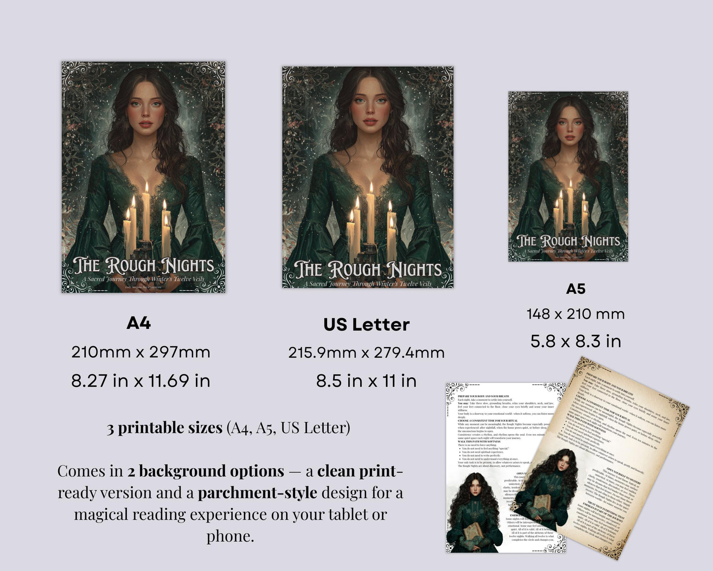 The Rough Nights Grimoire. A Sacred printable Guide Through the 12 Nights of Transformation. Spiritual Workbook.