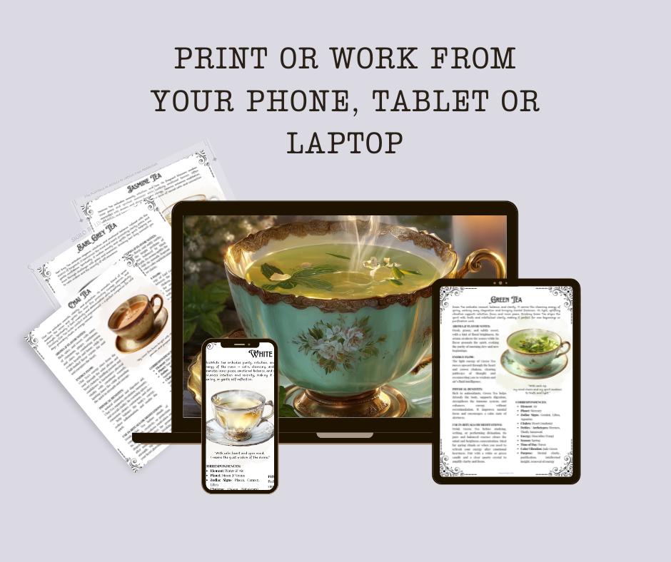 Tea Magic Grimoire Pages | Tea Rituals, Herbal Correspondences & Witchcraft | Printable Book of Shadows PDF