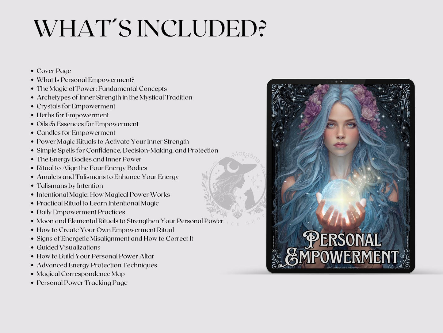 Personal Empowerment Grimoire pages • Spells, Rituals, Crystals, Herbs, Moon Magic • Printable.
