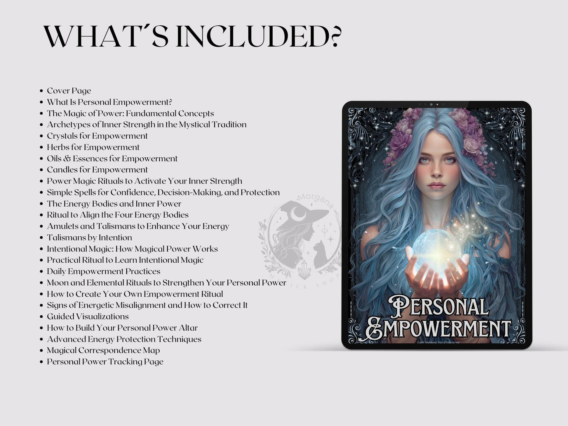 Personal Empowerment Grimoire pages • Spells, Rituals, Crystals, Herbs, Moon Magic • Printable.