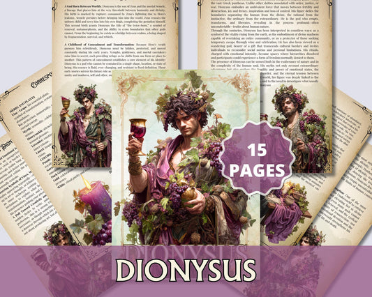 Dionysus Printable Grimoire Pages | Greek God of Ecstasy & Rebirth | Digital Download