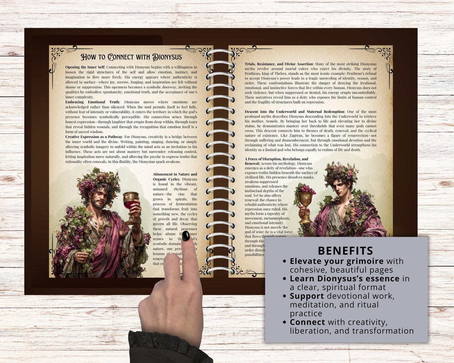 Dionysus Printable Grimoire Pages | Greek God of Ecstasy & Rebirth | Digital Download