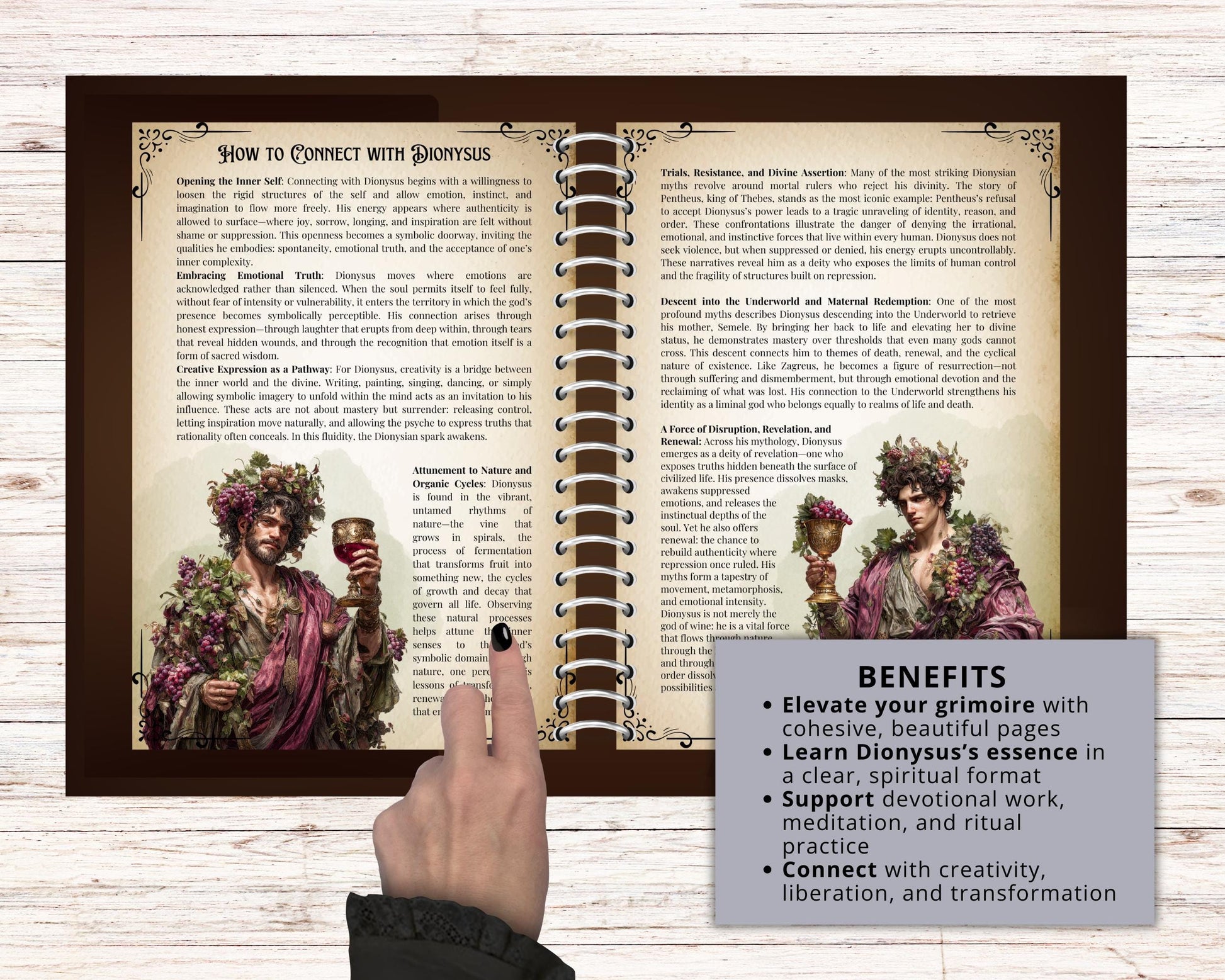 Dionysus Printable Grimoire Pages | Greek God of Ecstasy & Rebirth | Digital Download