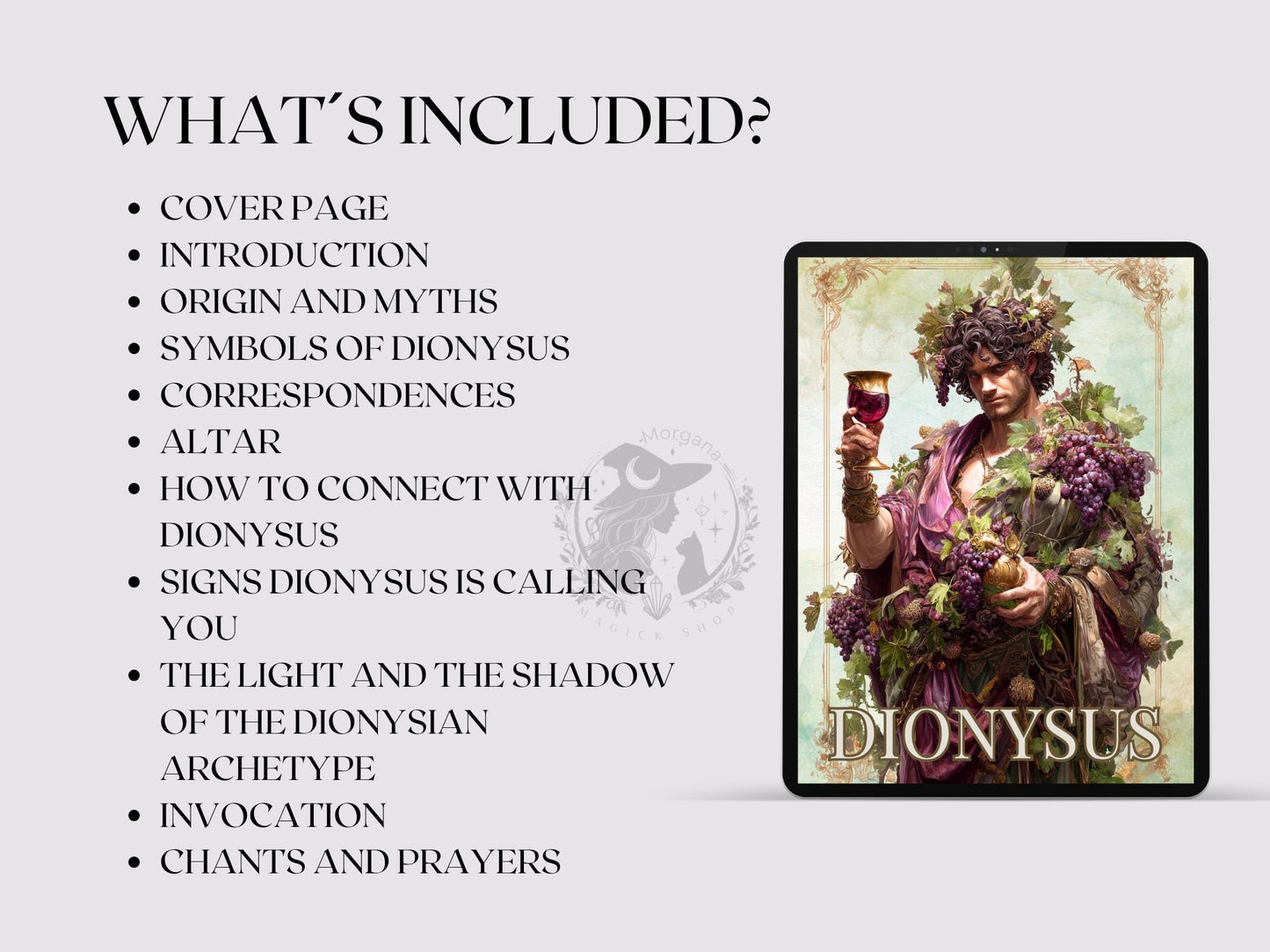 Dionysus Printable Grimoire Pages | Greek God of Ecstasy & Rebirth | Digital Download
